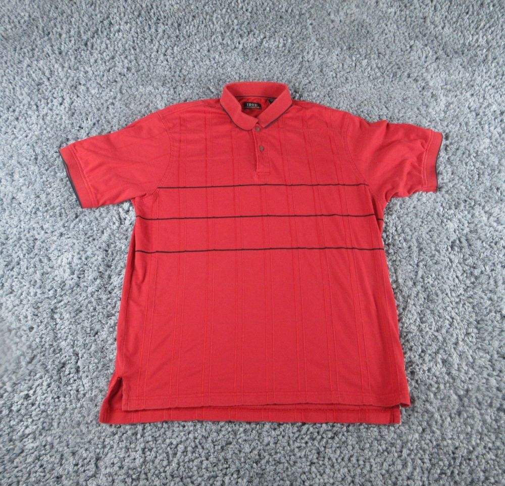 IZOD Shirt Mens Large Red XFG Textured Short Sleeve Golf Polo '